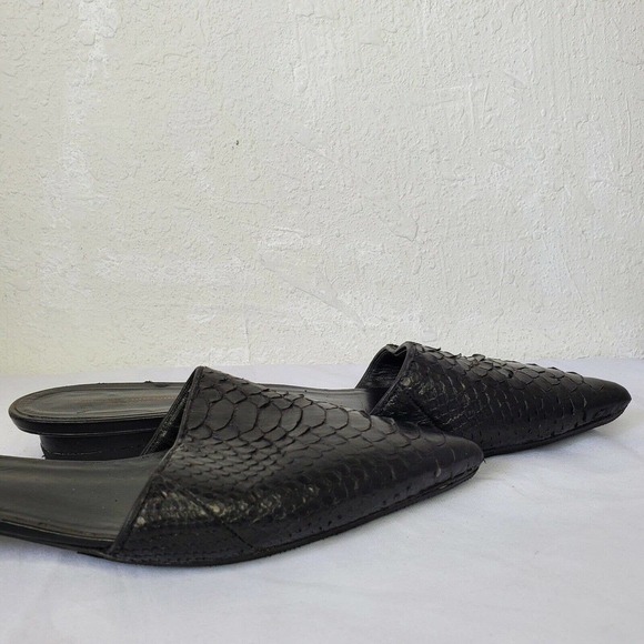 NARCISO RODRIGUEZ Mules Womens Size 7 US Snake Leather Pointy Toee Flat Shoes - Picture 3 of 12